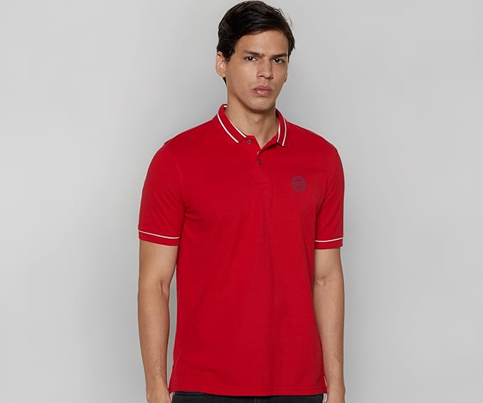 Van Heusen Men’s Cotton Solid Regular Fit Collar Polo T-Shirt